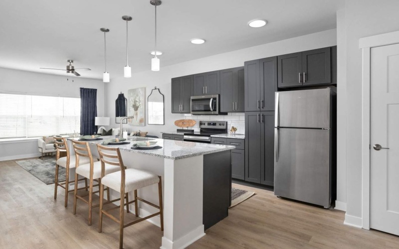 apartment kitchen with stainless steel appliances