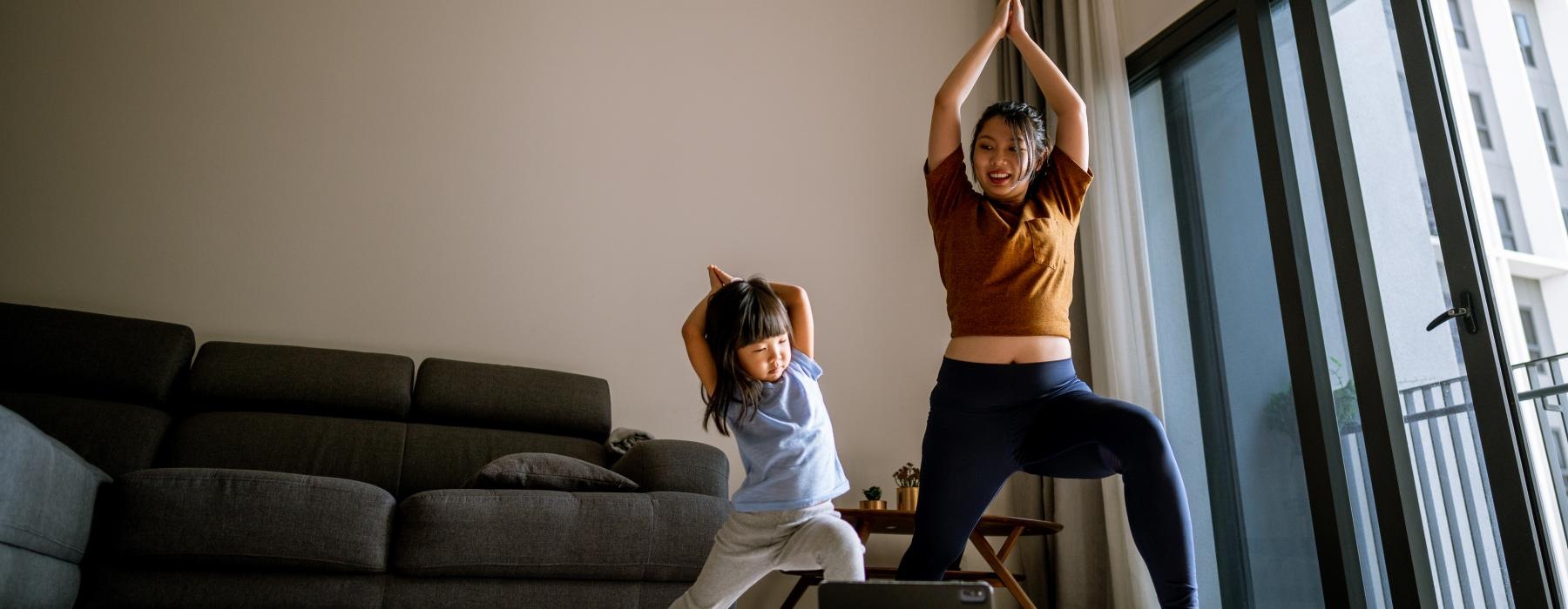 a person doing yoga in a room