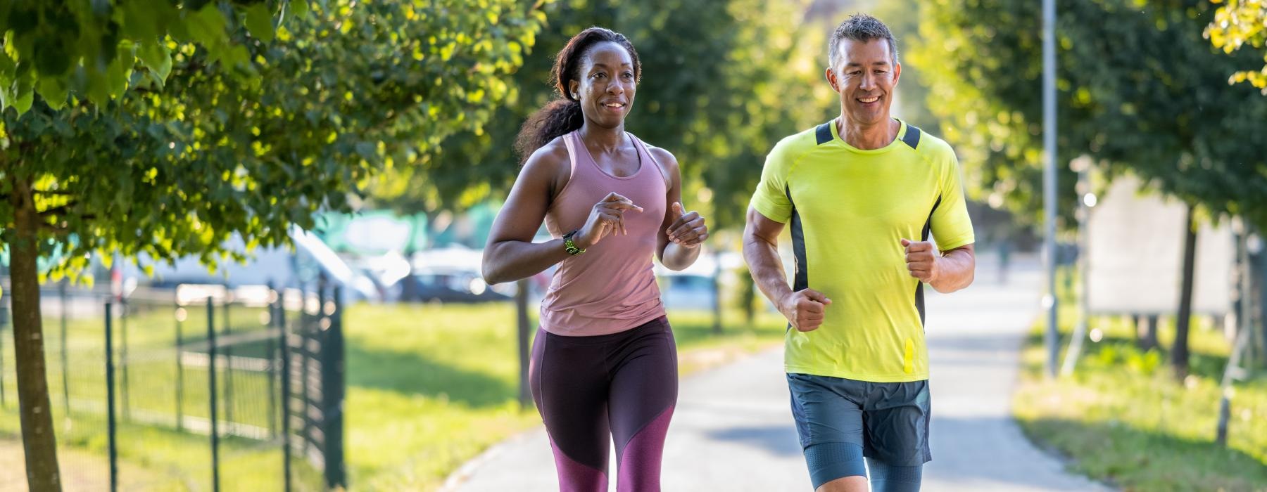 a man and a woman jogging